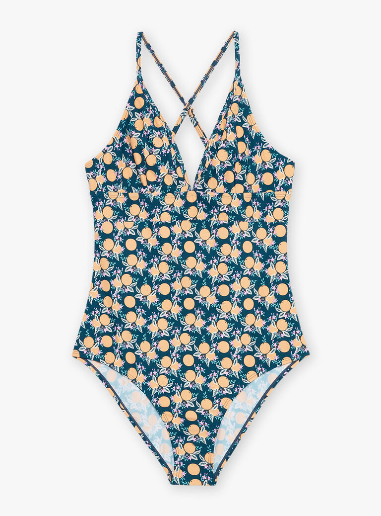 Maillot de bain 1 pièce vert émeraude à imprimé fleuri