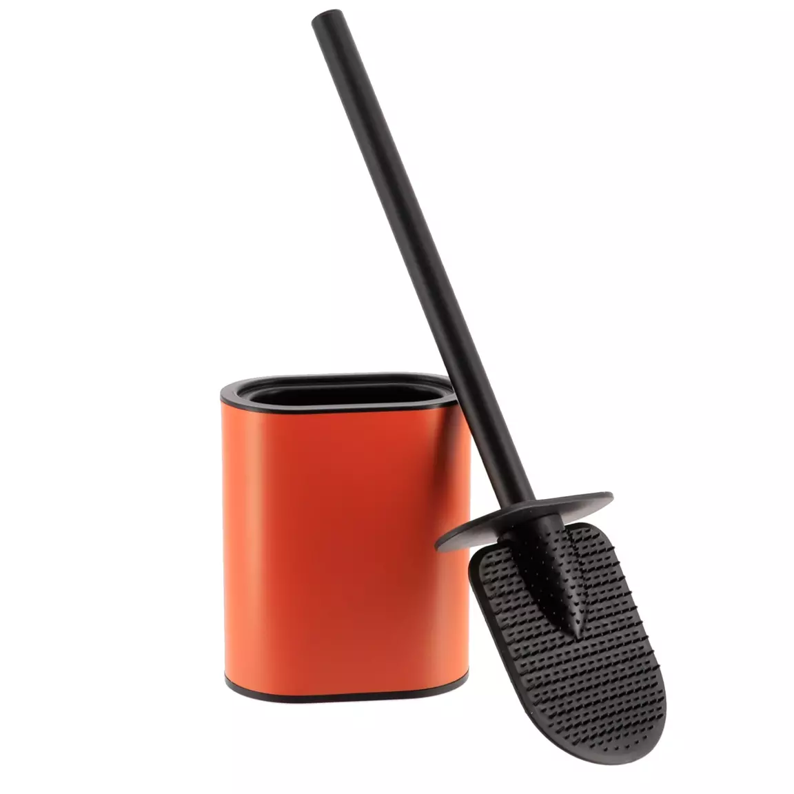 Brosse WC à tête plate Black line Terre de sienne/Noir