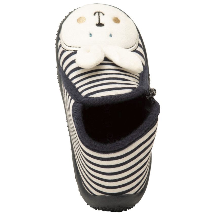 Chaussons forme bottillons rayés patch lapin pour bébé garçon - Bleu marine