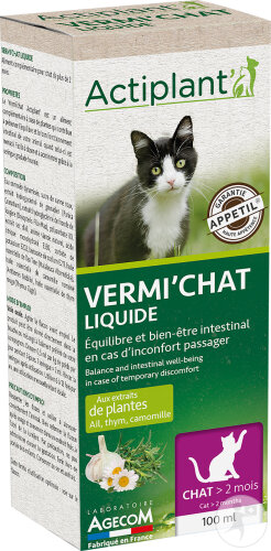 Actiplant Vermi’Chat Vermifuge Chat >2 Mois Flacon 100ml
