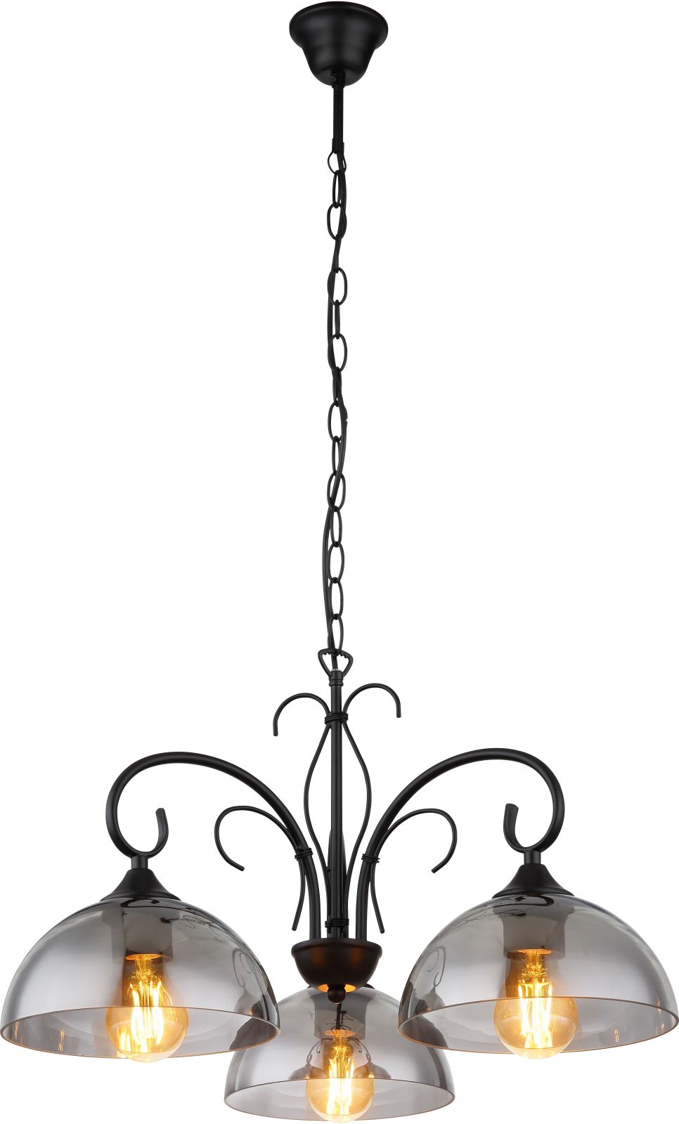 Hängeleuchte - schwarz matt - rauchfarben - Glas - 120 cm