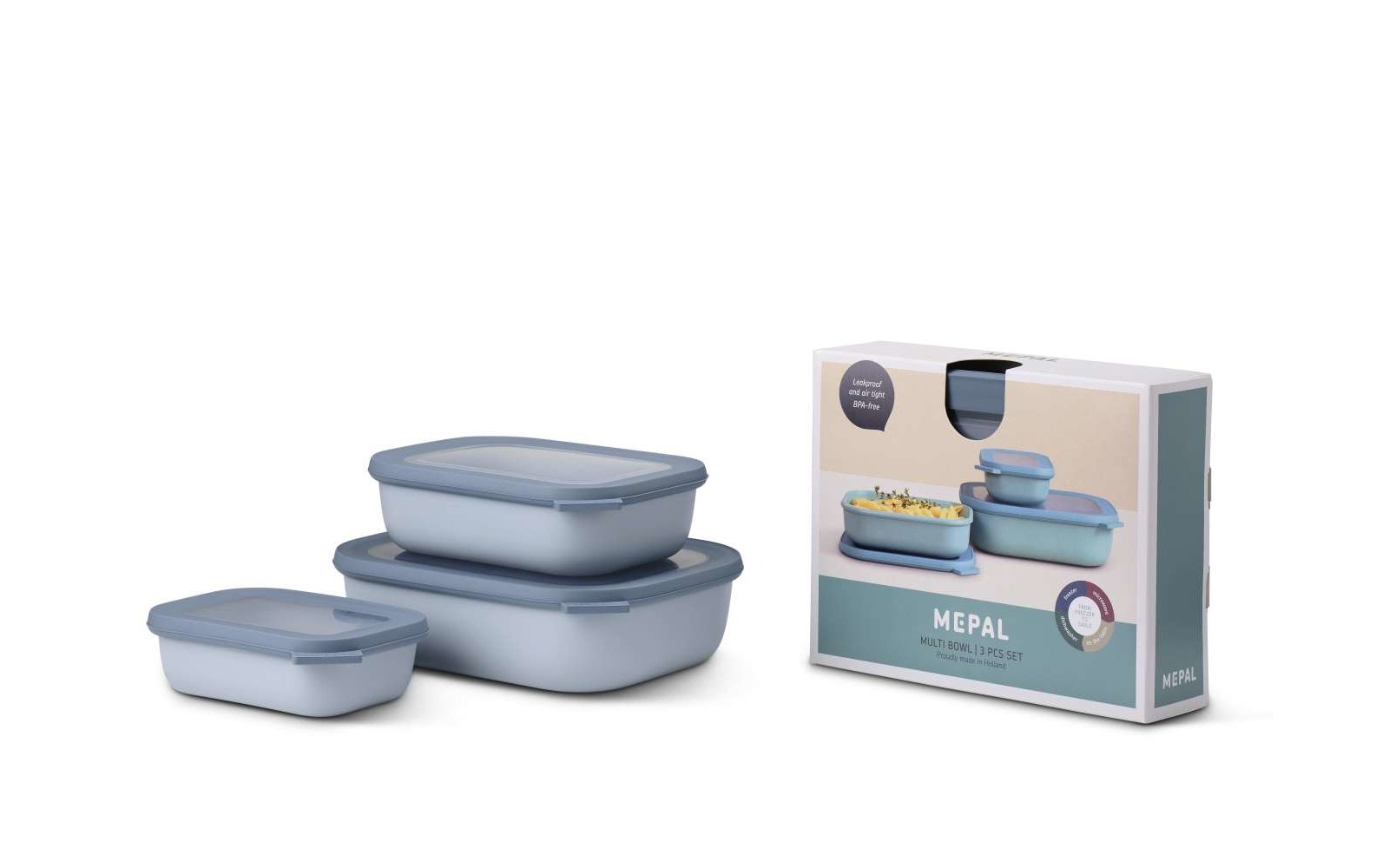 Mepal Cirqula Multischüssel Set rechteckig flach 3-teilig  Nordic blue
