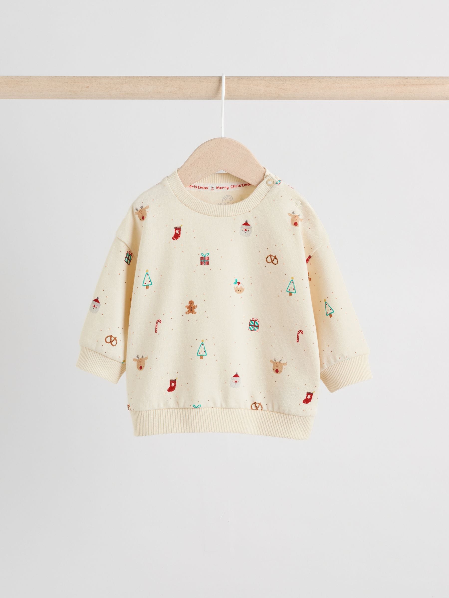 Crème - Kerstmis Sweat en Joggingbroek Baby Set (0mnd-2jr)