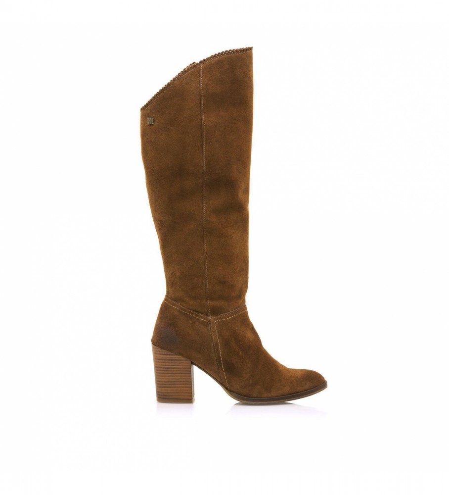 Botas Mustang Uma em couro marrom - Altura do salto: 7,5 cm -