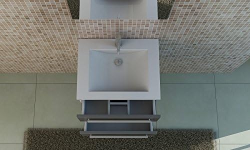 Jet-Line® | Badset Arosa II | Keramik Waschbecken | Waschtisch | Badmöbel | Soft Close | Hochglanz | Farbe grau | Badezimmer | Bad erhältlich | 59 cm breit