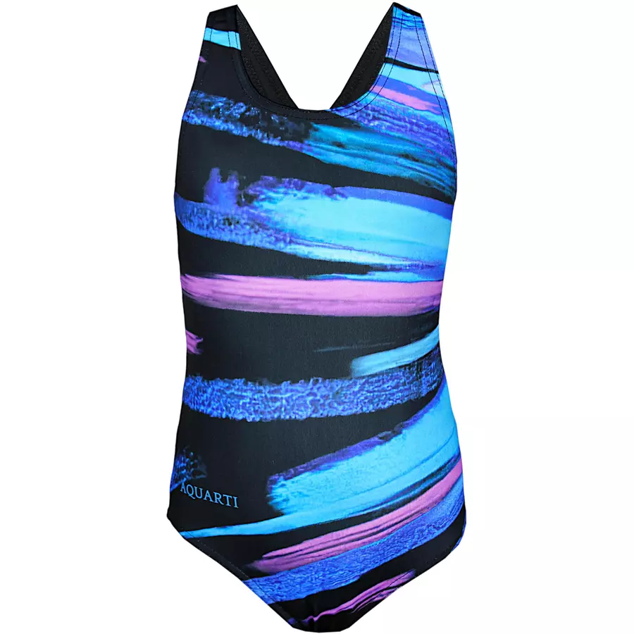 Aquarti Mädchen Badeanzug Chlorresistent Muscleback Wassersport blau Modell 2