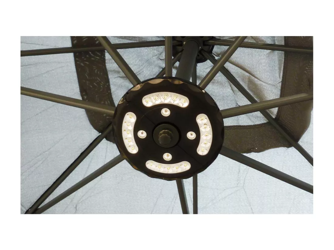 Parasol LED déporté carré 3x3m écru SOLENZARA LED