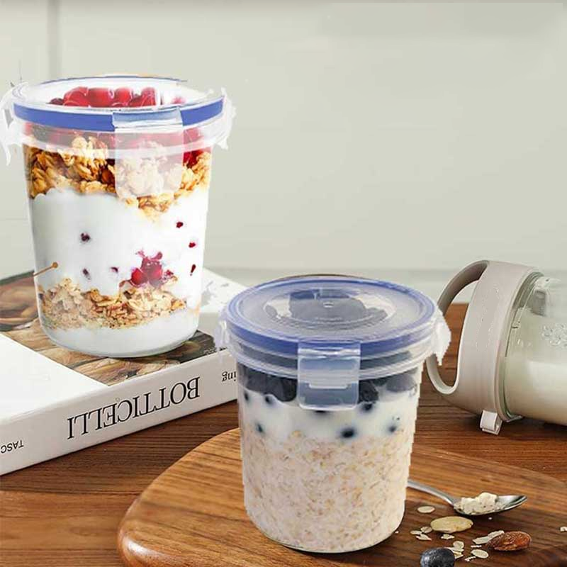 (500ml) Vorrats Aufbewahrungs Behälter Frischhalte Box Organizer für Müsli / Overnight Oats / Süssigkeiten - Transparent