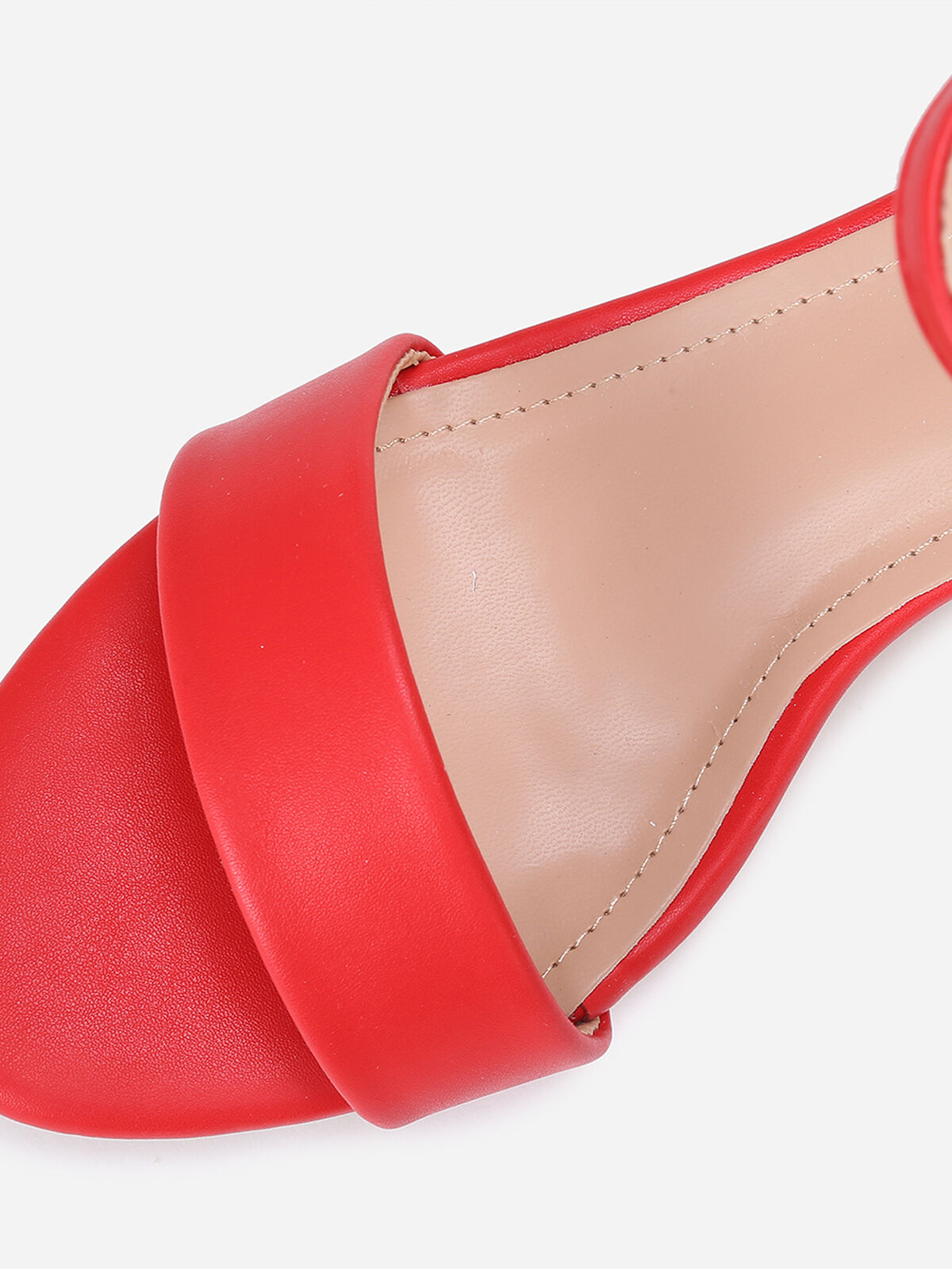 Sandales à talon carré arrondi grandes tailles- Rouge