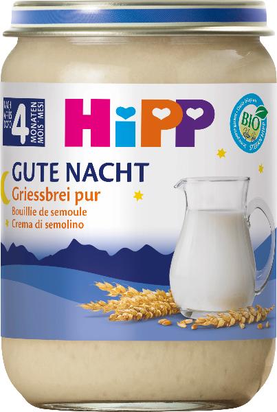 Hipp Bio Griessbrei pur<br>190 g, Glas
