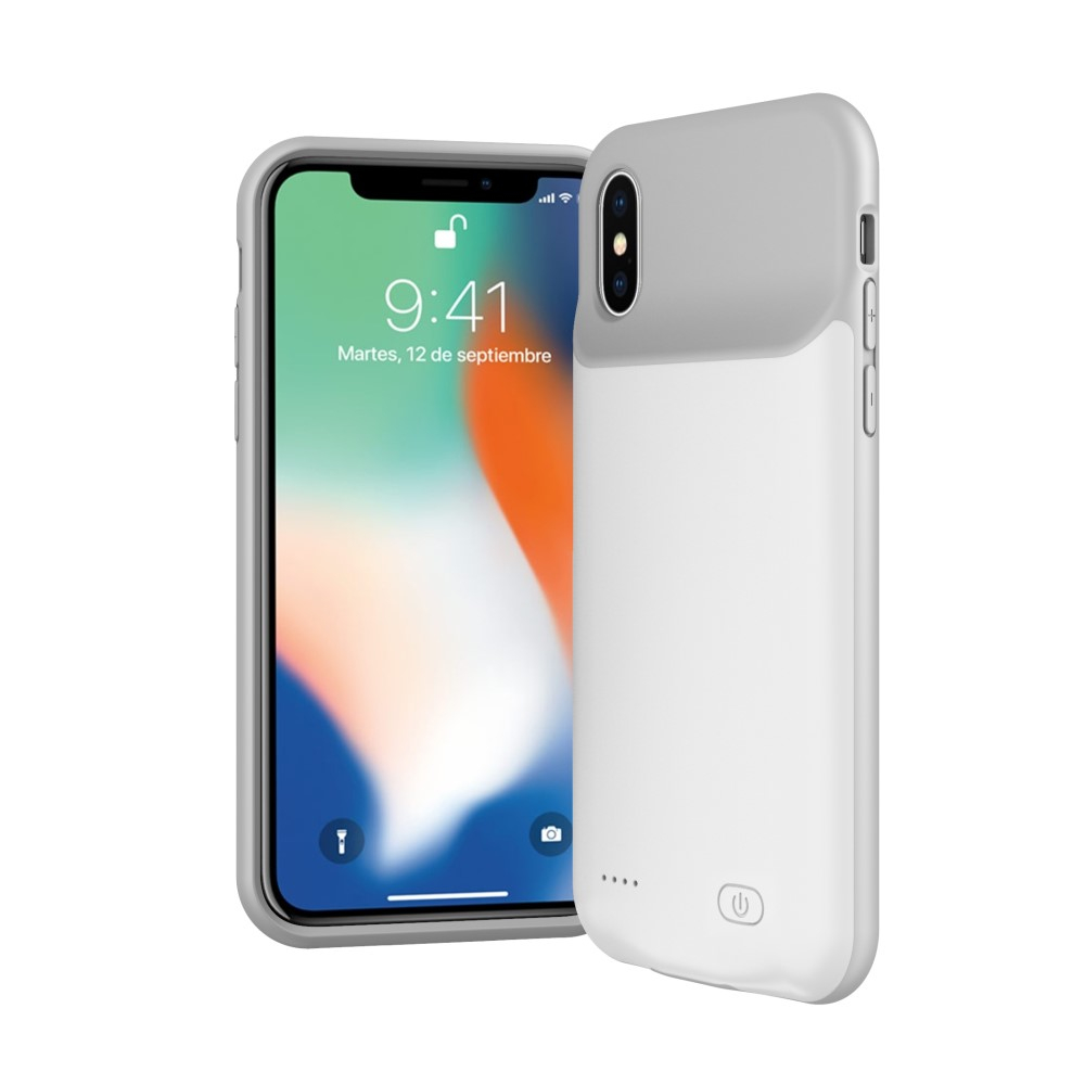 iPhone Xs / X Schutzhülle Qi Wireless Backpack Akku Case 5200mAh - Weiss