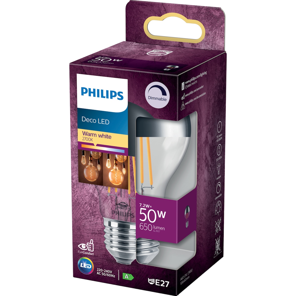 Philips LED-lyspære 7,2W E27