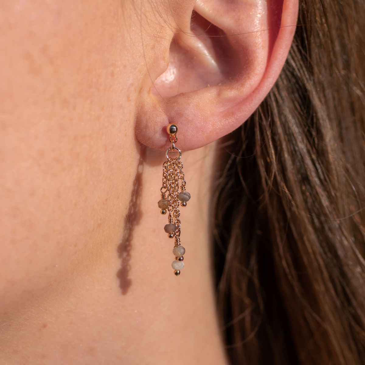 Boucles d'oreilles Bianca en pierres Agate Botswana