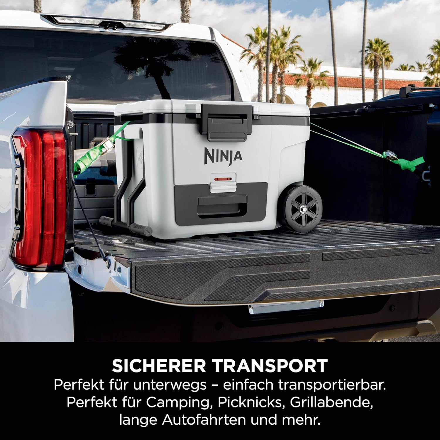 Ninja FrostVault Kühlbox mit Rollen und Isolierung, integrierter Dry Zone Schublade für Lagerung bei Kühlschranktemperatur, hält Eis tagelang, bietet Platz für bis zu 68 Dosen, Wolkenweiß, FB245EUWH
