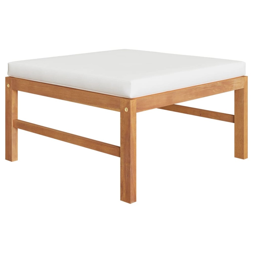 Salon de jardin meuble d'extérieur ensemble de mobilier 4 pièces avec coussins crème bois de teck solide