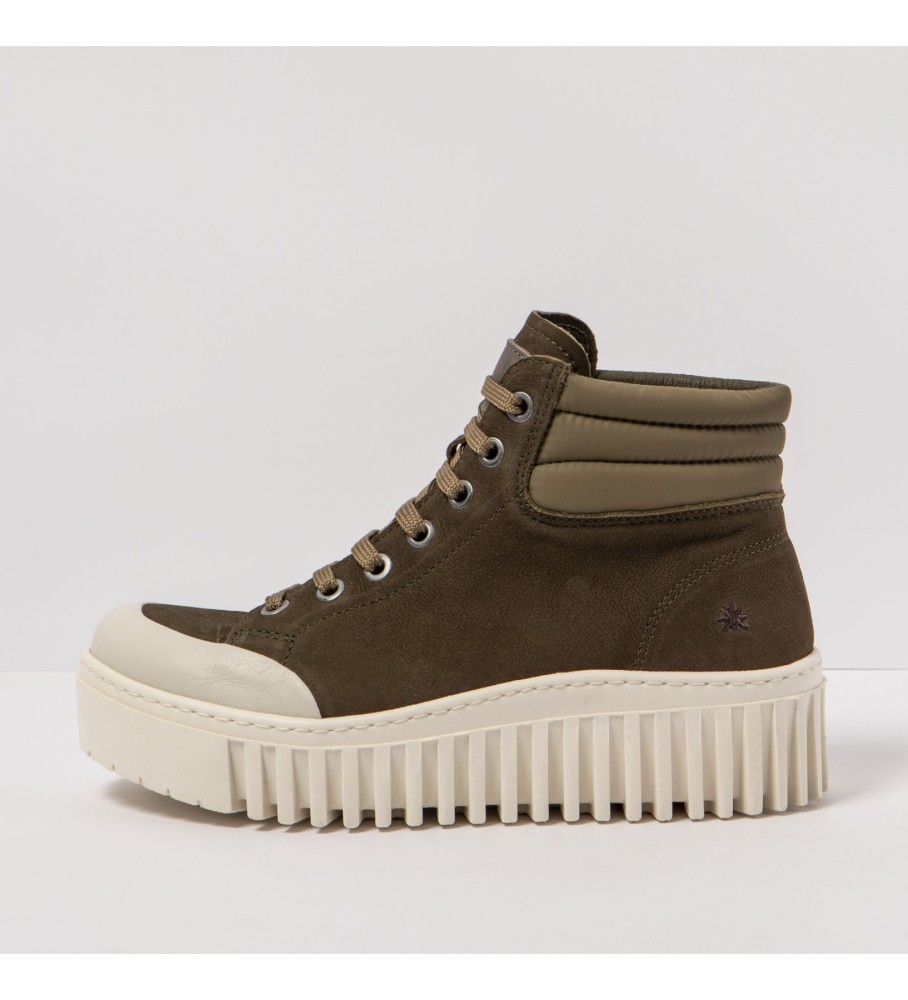 Sapatos de plataforma em couro sintético 1532 Nobuck-W Cáqui-Creme/Brighton
