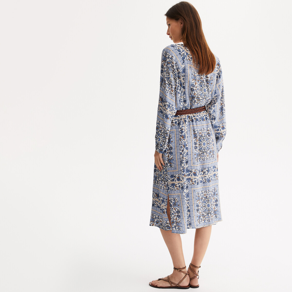 ANNE WEYBURN<br>Vestido longo reto com estampa gráfica