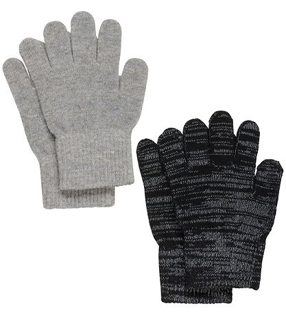 CeLaVi Handsker - Uld/Polyester - 2-pak - Gr?/Sort m. Refleks