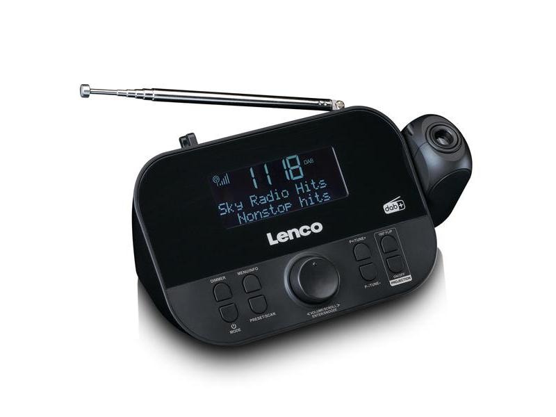 Lenco Radiowecker CR-615BK Schwarz DAB  und UKW-Radio mit Zeitprojektion