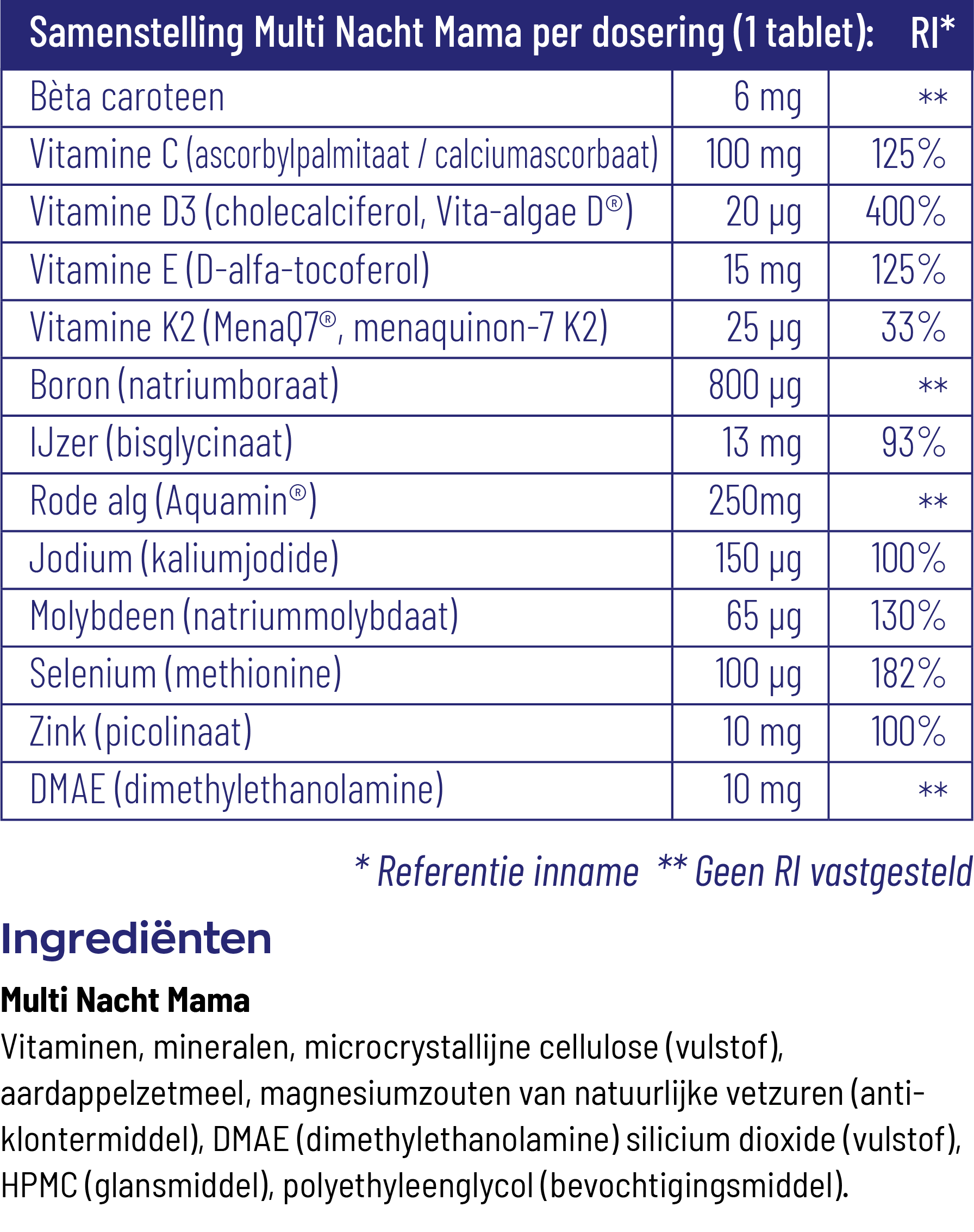 Vitakruid Multi Dag & Nacht Mama 100% Vegan (2 X 30 tabletten)