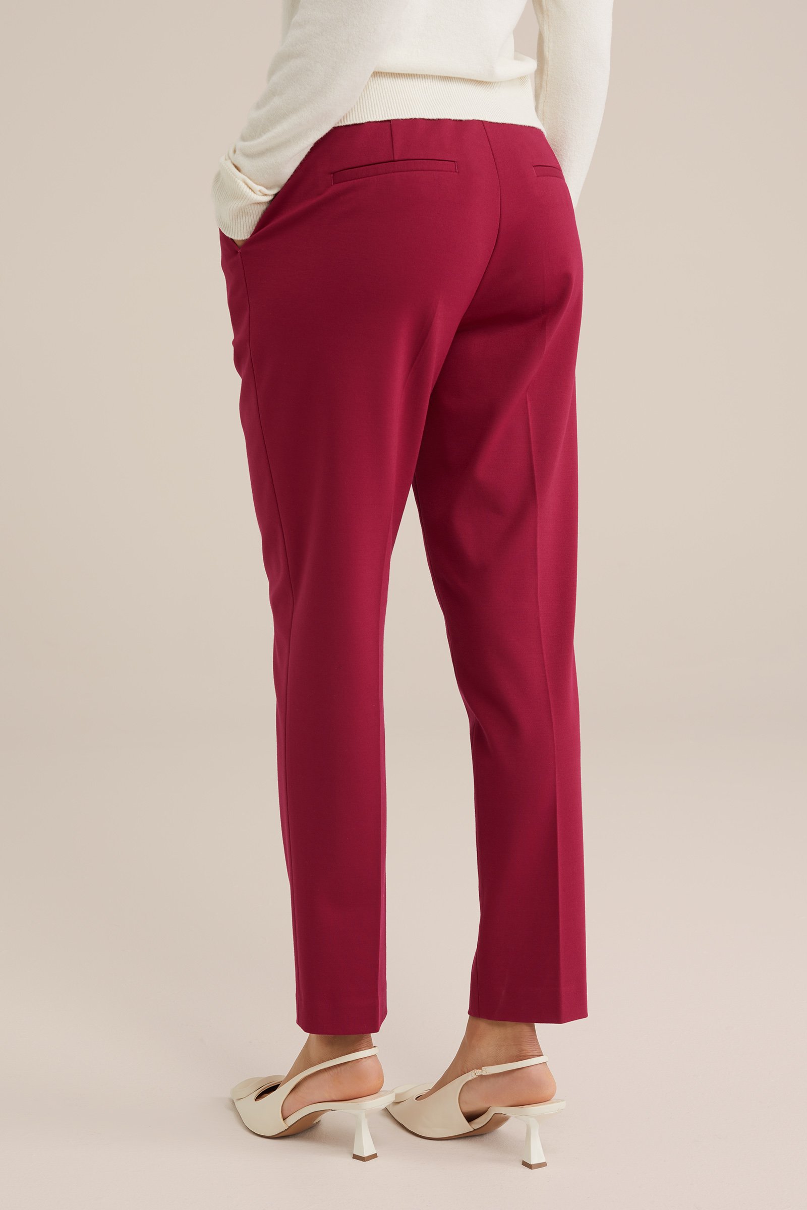 slim fit pantalon met stretch WE Fashion Rood
