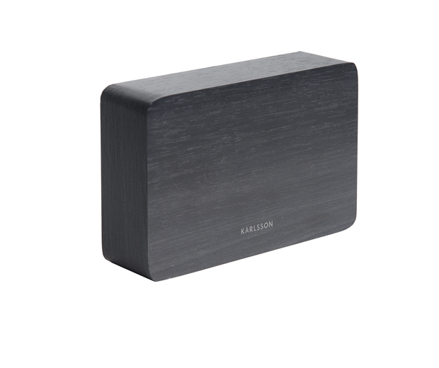 Alarm clock Square black veneer, white LED