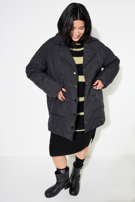 Steppjacke, Loose Shape, Wellenstepp, Reverskragen, Seitenschlitze
