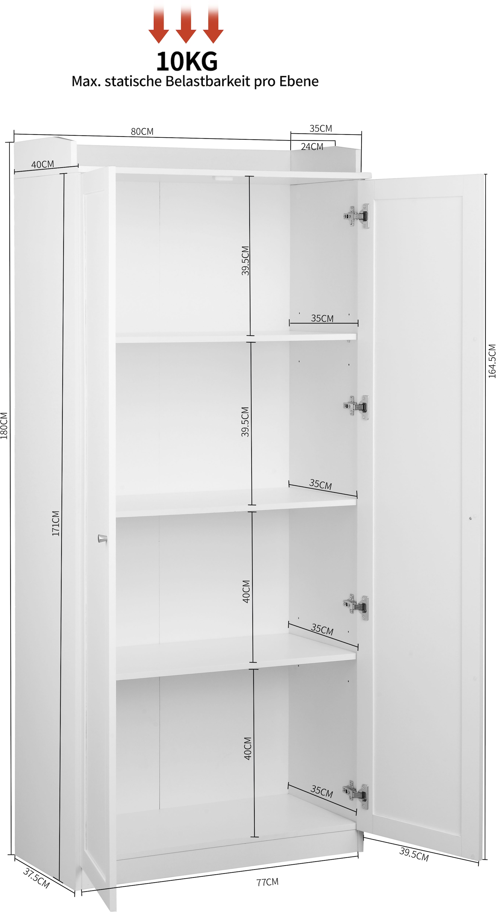 Home affaire Aktenschrank »Aalborg« im Landhausstil,  4 Fächer mit Ordnerhöhe, umrandete Ablagefläche, Höhe 180 cm