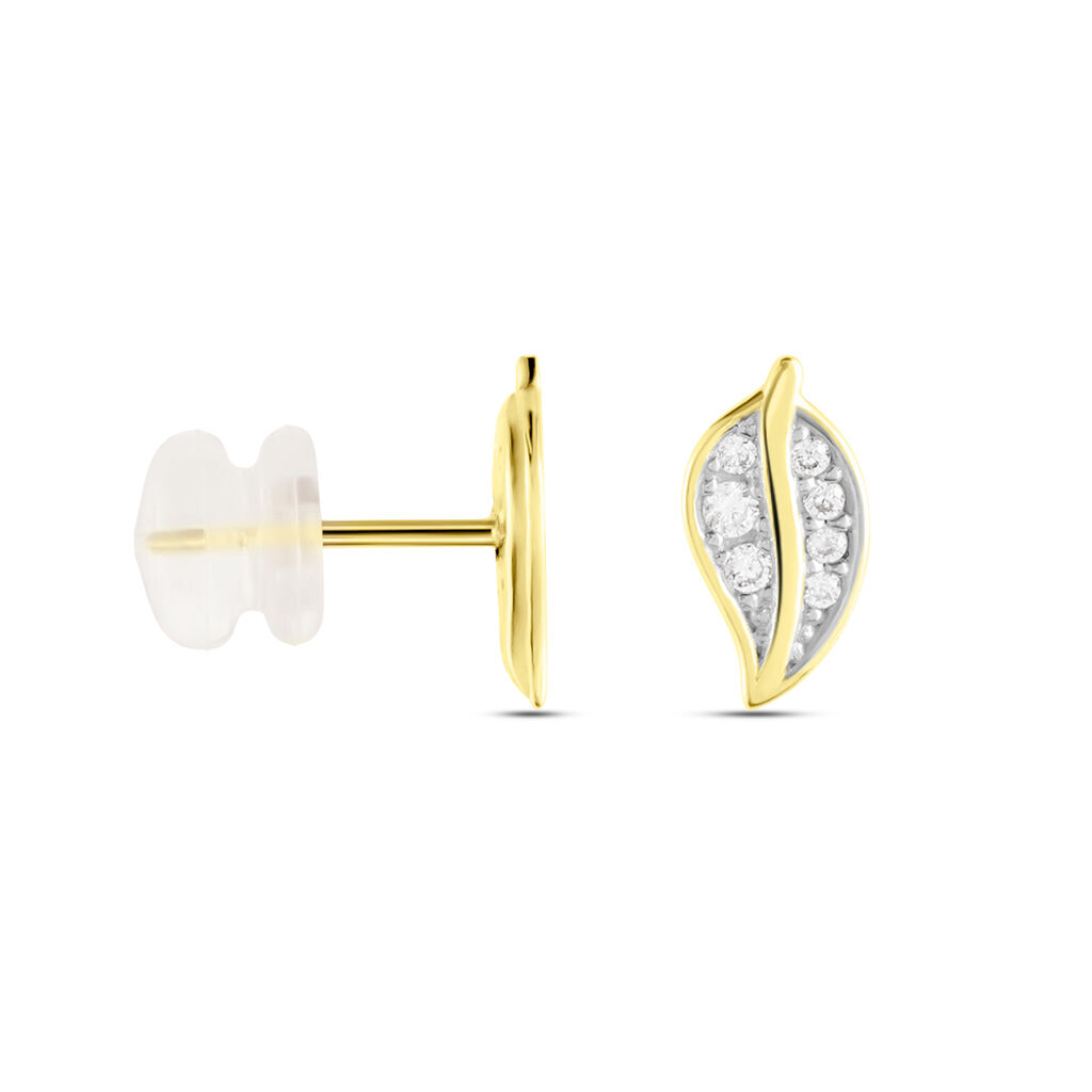 Boucles D'oreilles Puces Or Jaune Mnemosyne Oxydes De Zirconium