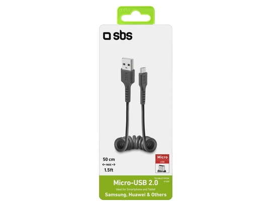 SBS - Câble USB spirale noir
