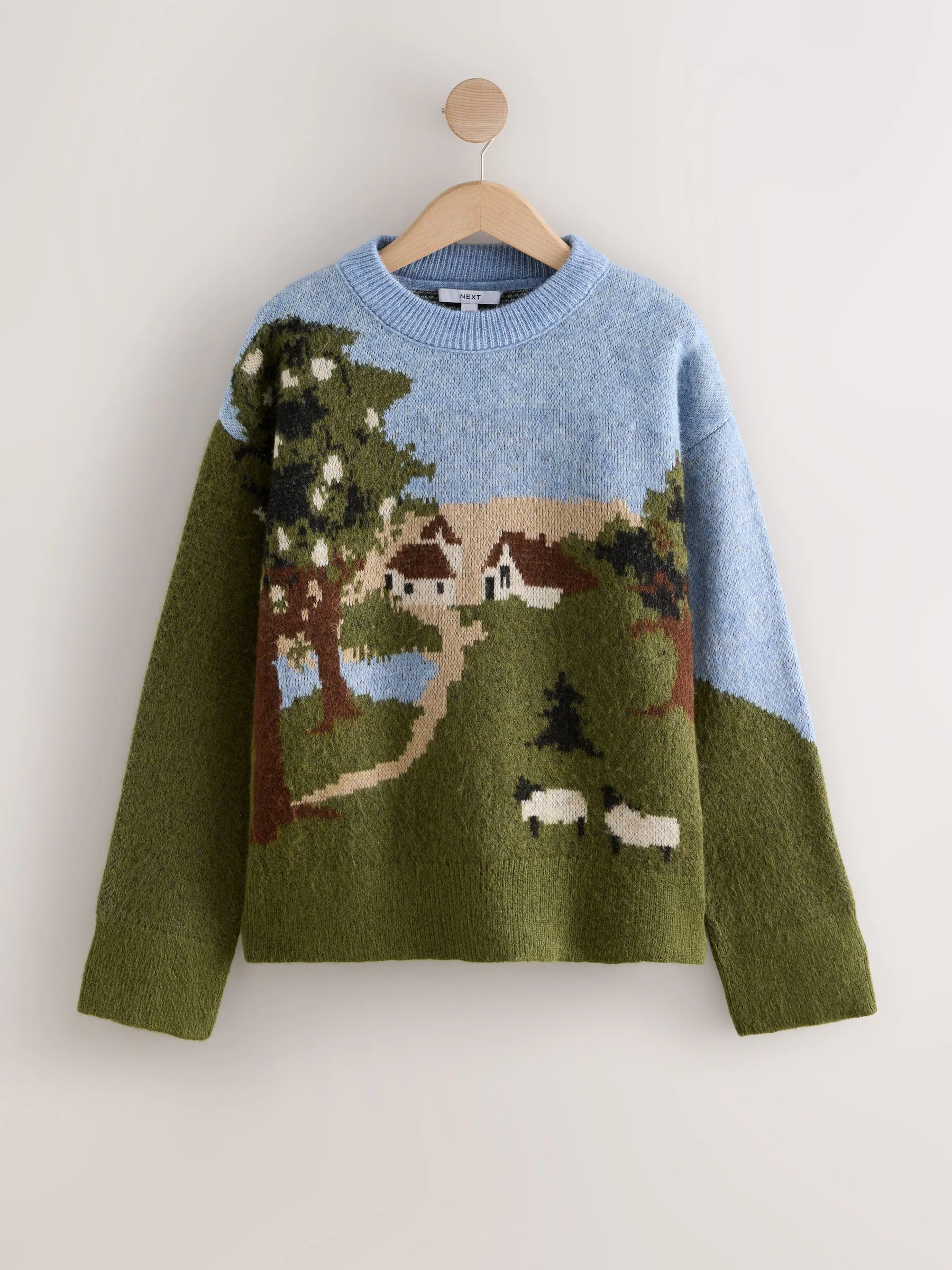 Groen - Landscape Scene Crew Neck Jumper