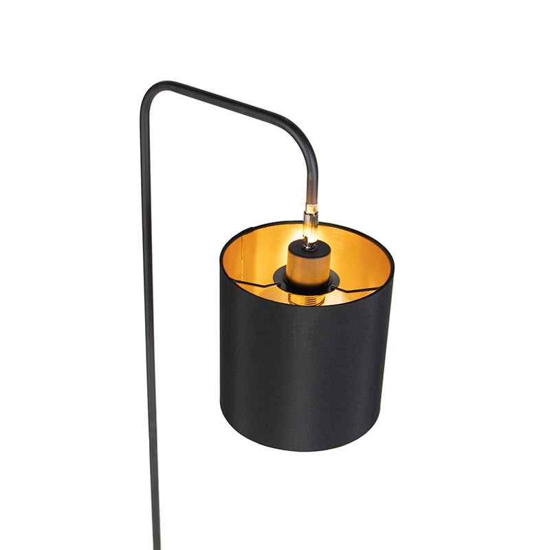 QAZQA Moderne vloerlamp zwart met kap - Lofty