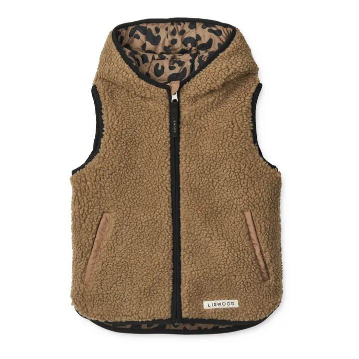 Liewood Veste Sans Manches Réversible Matières Recyclées Léopard Diana | Marron