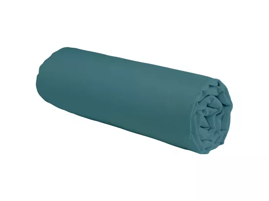 Drap housse en coton 57 fils uni bonnet 25cm canard 90x190cm