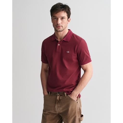 GANT Shield Piqué Polo T-shirt, Wine Red, 5XL