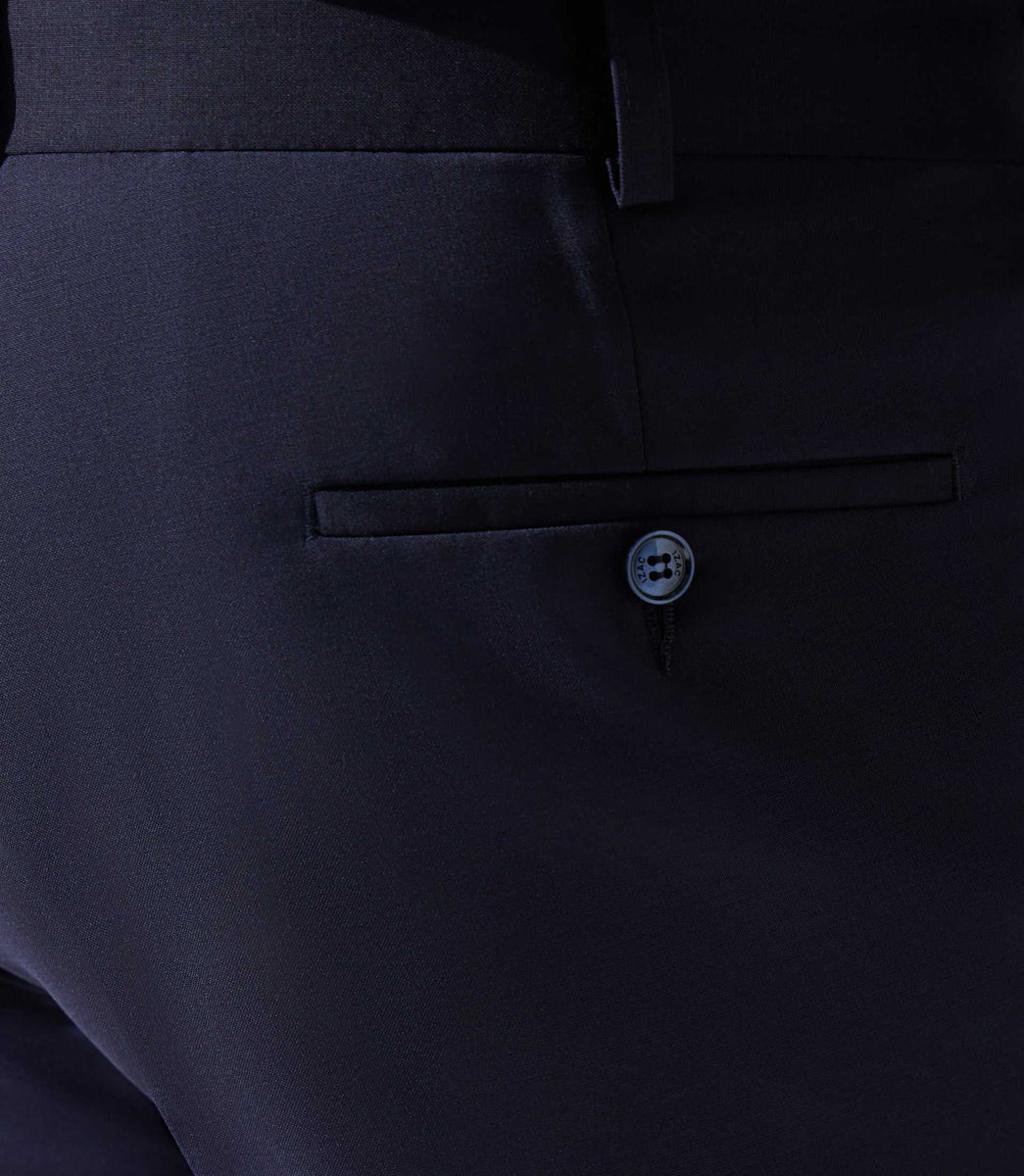 Pantalon ville en laine bleu marine FLATTEURBT