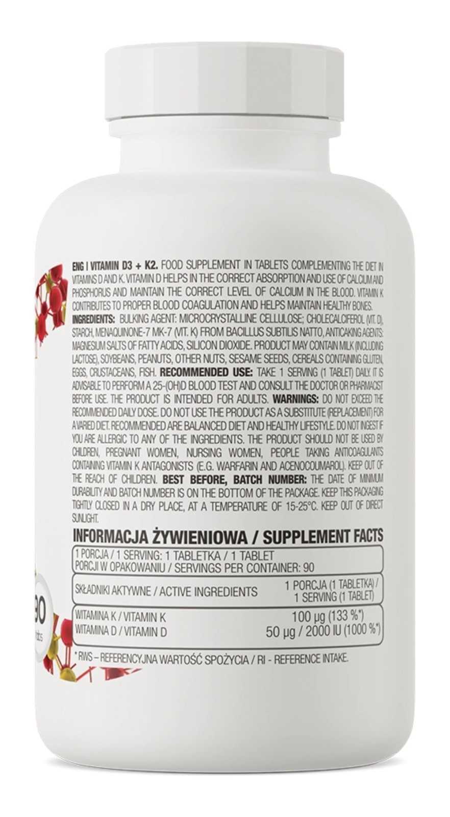 OstroVit Vitamina D3 + K2 90 comprimidos