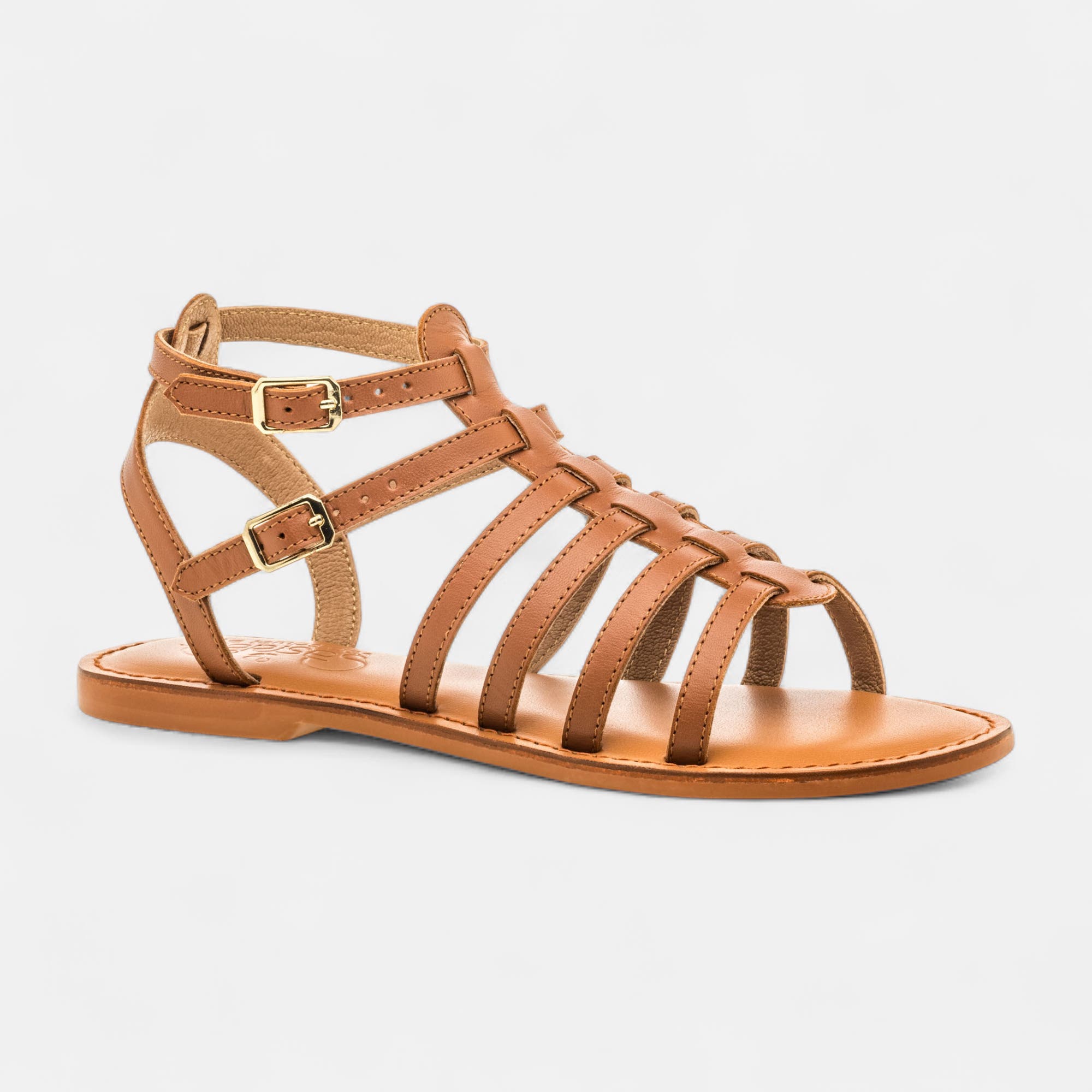 Nu-pieds Femme en cuir cognac