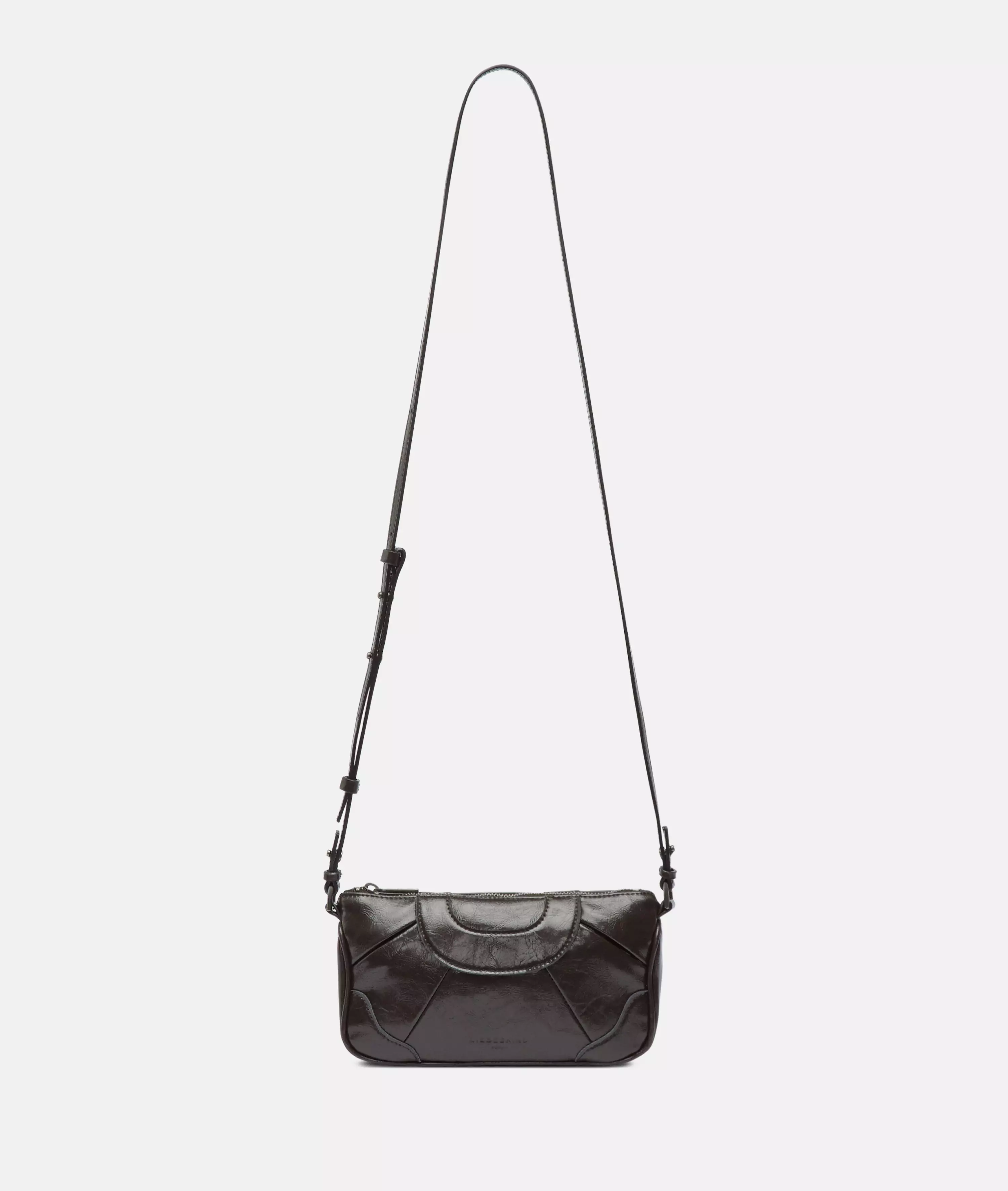 Crossbody Small shoulder bag made from recycled leather with a glossy finish