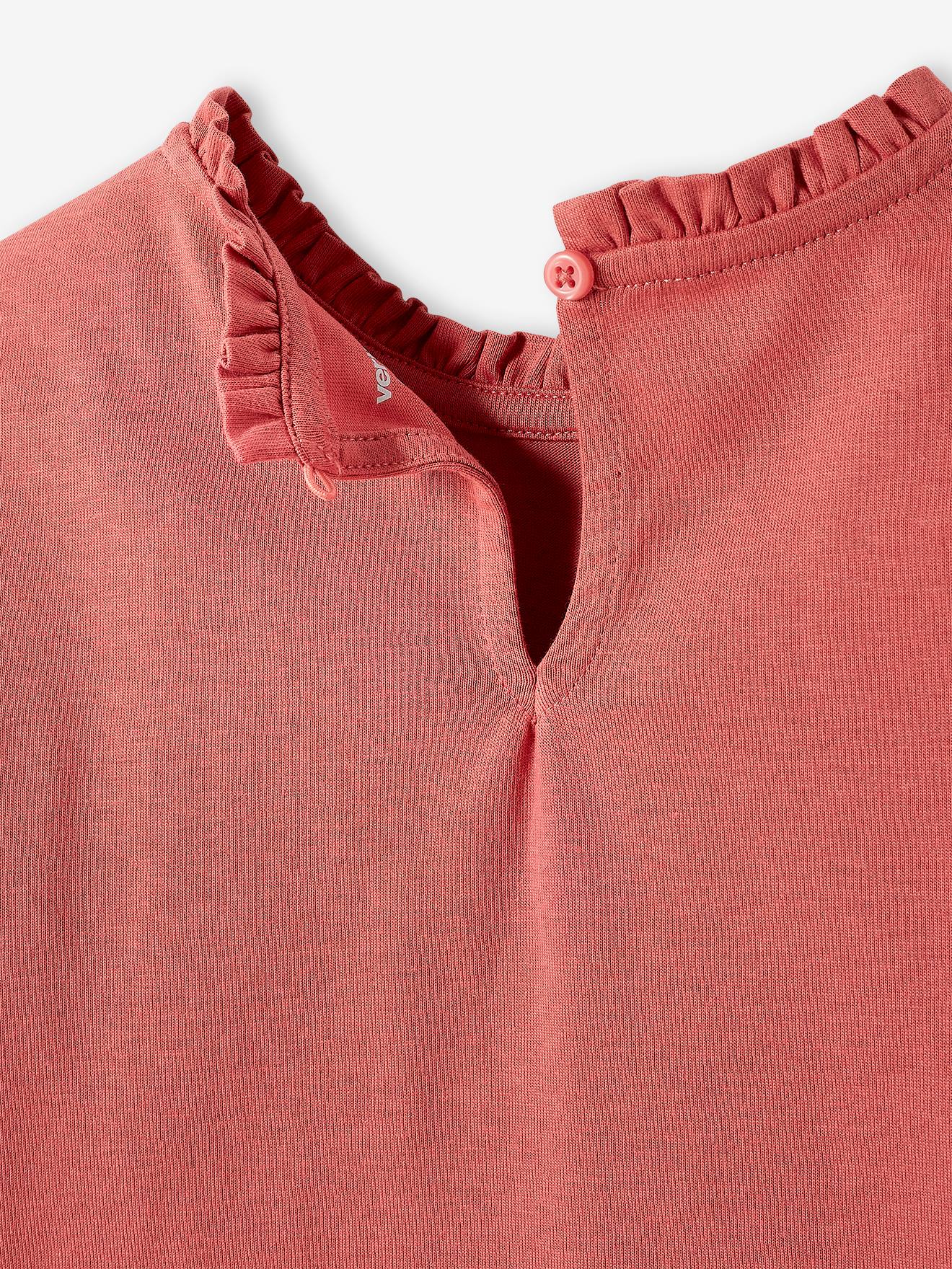 Camiseta com estampa de fantasia e detalhes de babados, certificação Oeko-Tex®, para meninas, cor amarelo curry.
