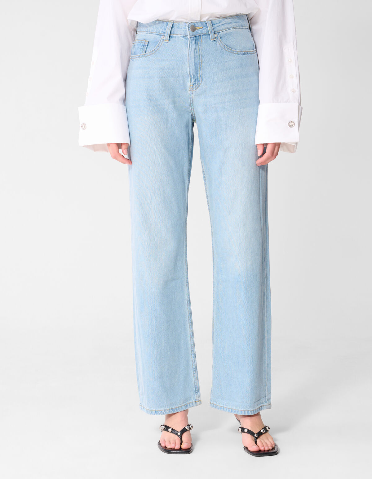 Soft Wide Leg Fit Jeans Bleached