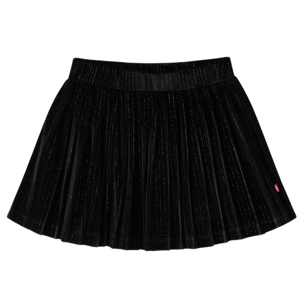 vidaXL Saia Plissada para Criança com Lurex Preto 128 - 14875