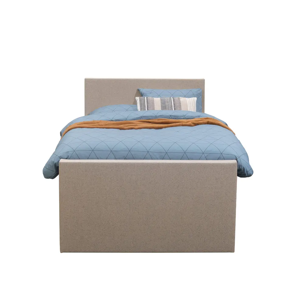 Boxspring met voetbord Liv egaal - beige - 120x200 cm - vierkante poot