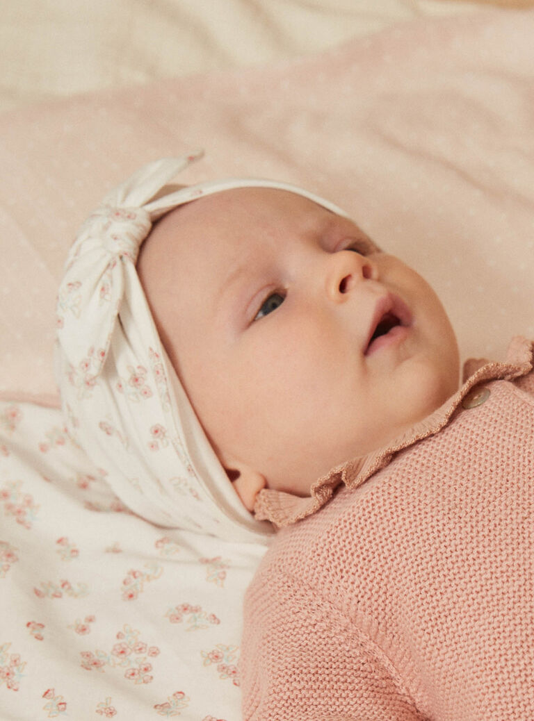 Bonnet de naissance écru en coton biologique