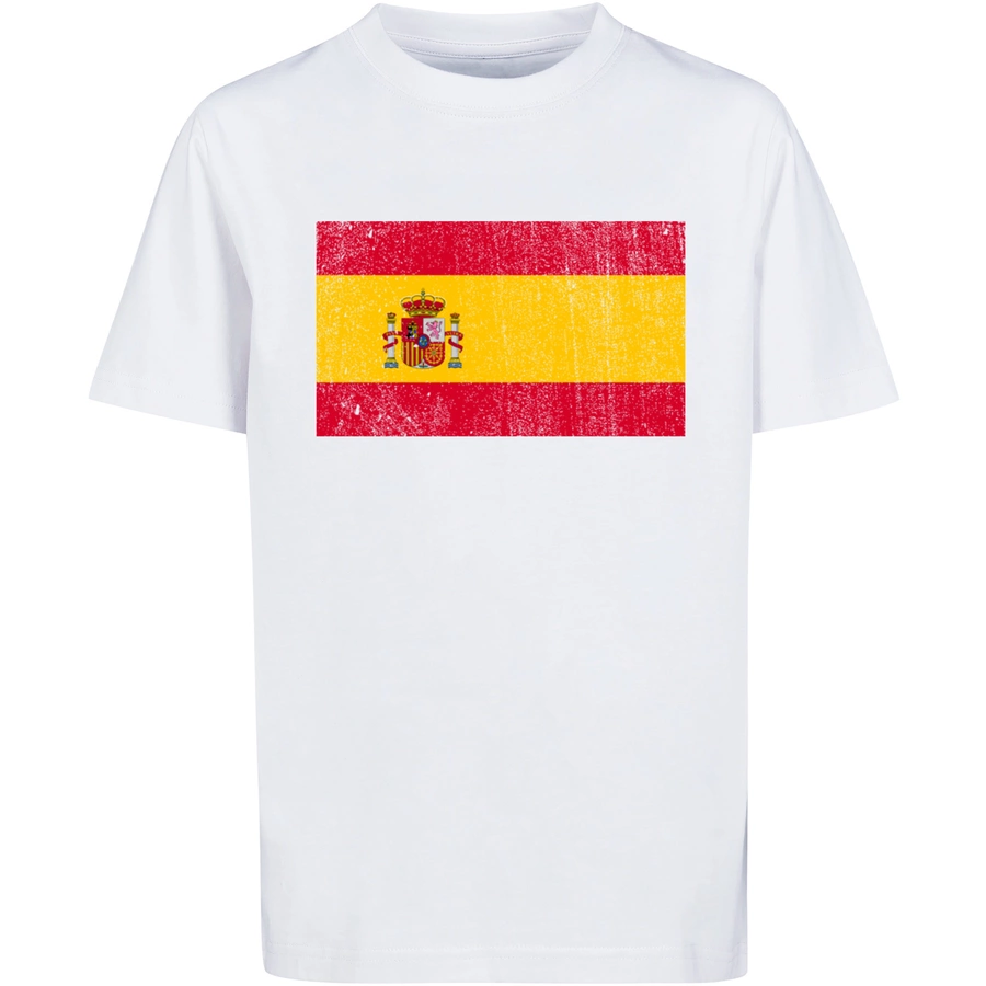 F4NT4STIC T-Shirt Spain Spanien Flagge distressed weiß