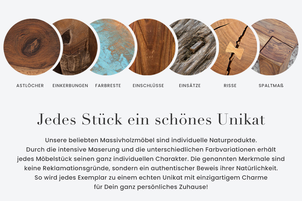 Massiver Esstisch IRON CRAFT 200cm natur Mangoholz Industrial Design X-Gestell schwarz Metall