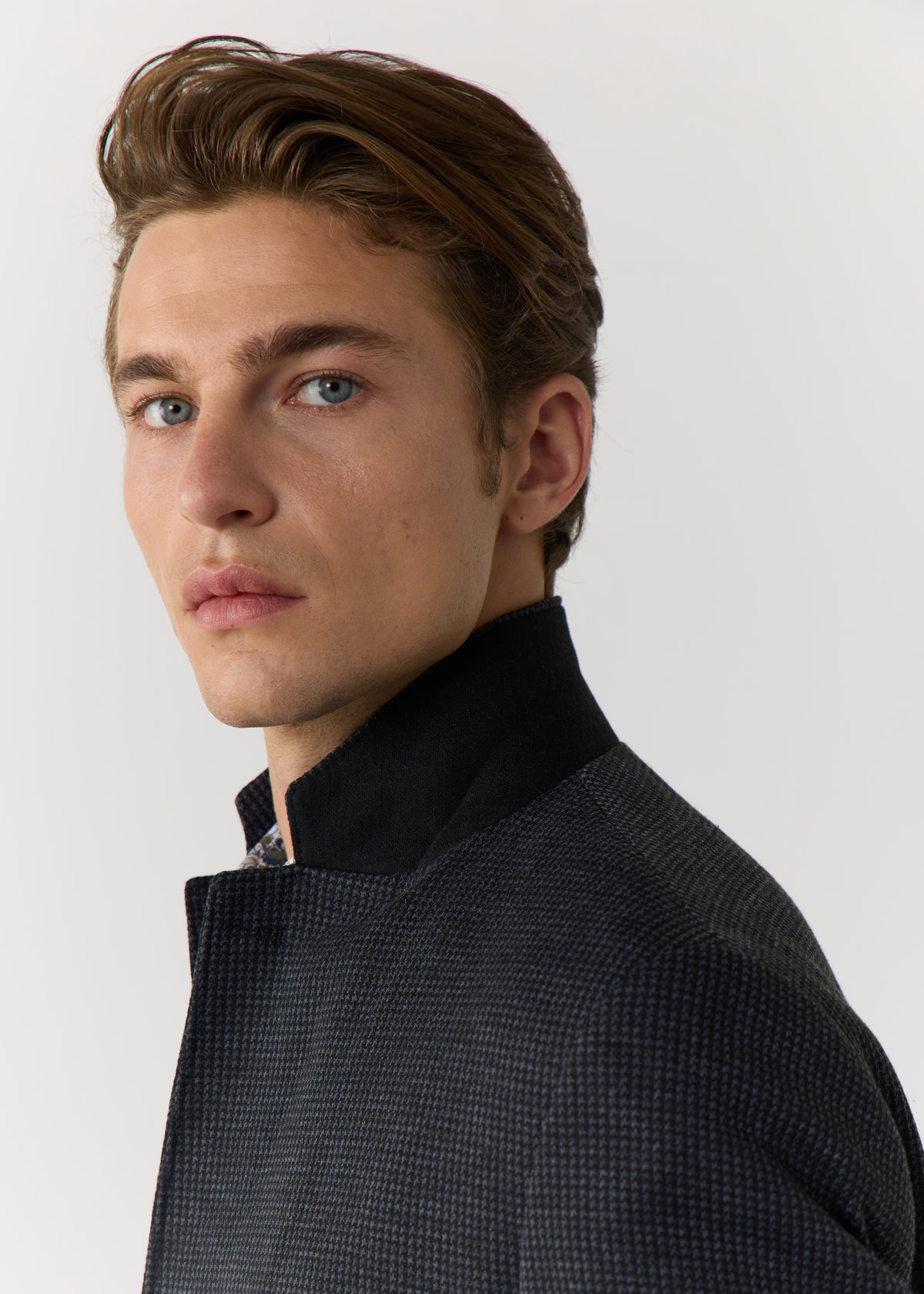 Veste casual Regular grise à motif pied-de-poule
