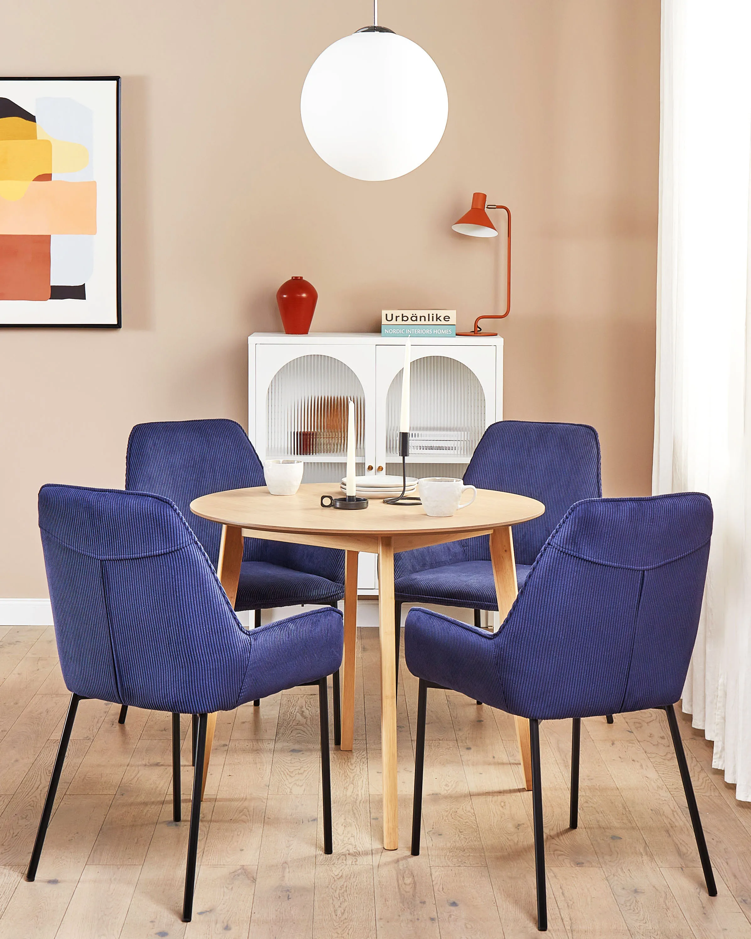 Set van 2 eetkamerstoelen LOVERNA Corduroy Donkerblauw