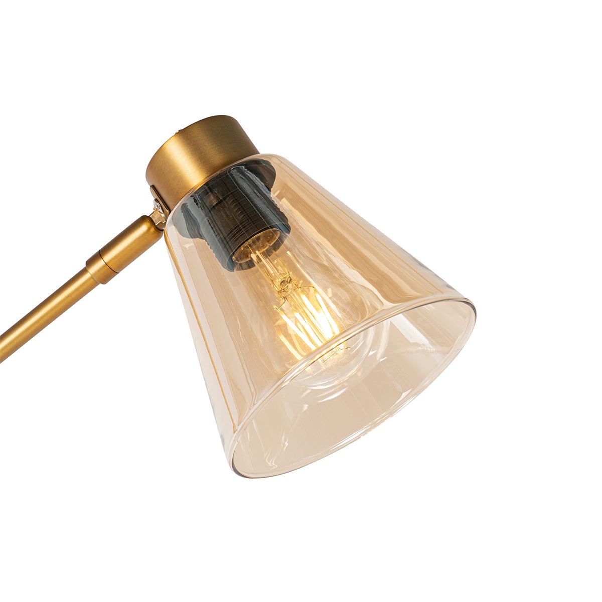 QAZQA - Art Deco vloerlamp | Staande lamp | Staande lamp | Lamp | Licht in brons met marmer en amberkleurig glas – Nina | Woonkamer | Slaapkamer - Langwerpig - LED-compatibel E27