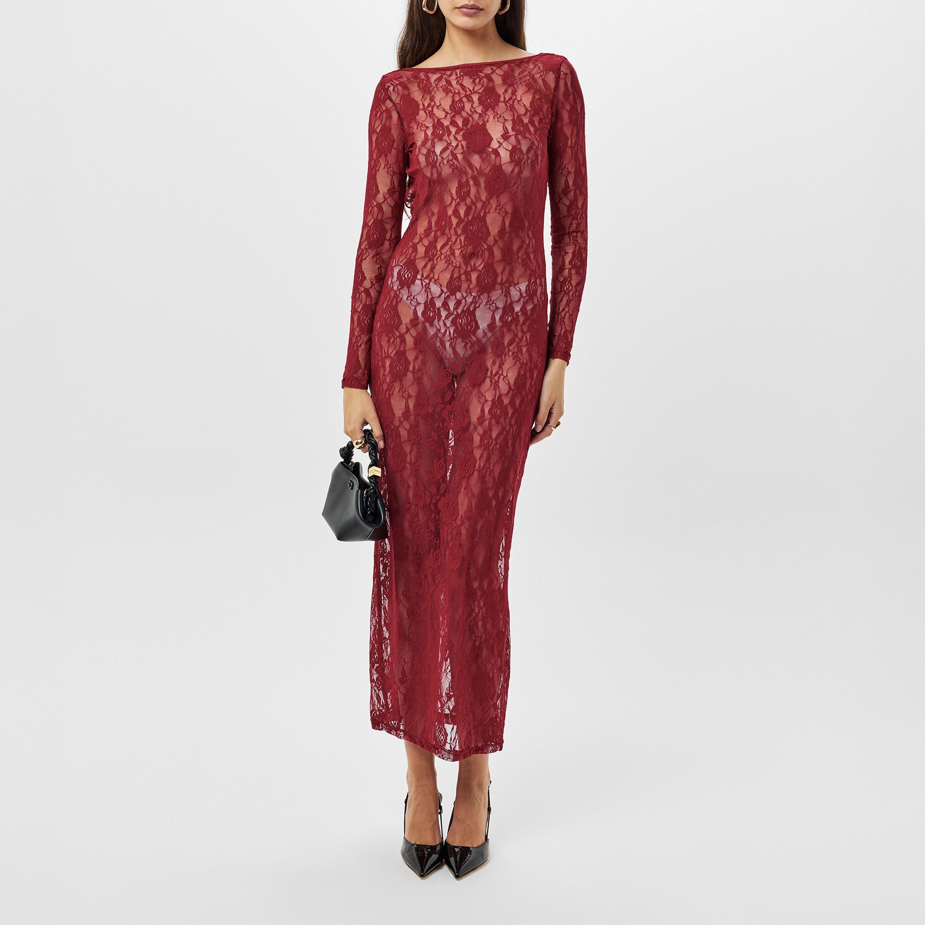 Missy Empire ME Lace Open Back Maxi Dress Womens